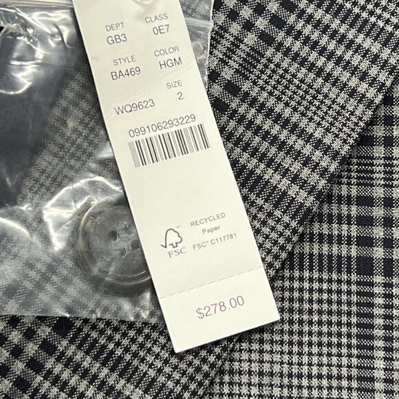 J Crew Sommerset Blazer Women 2 Heather Grey Plaid Italian Wool Tollegno Stretch - Picture 7 of 11